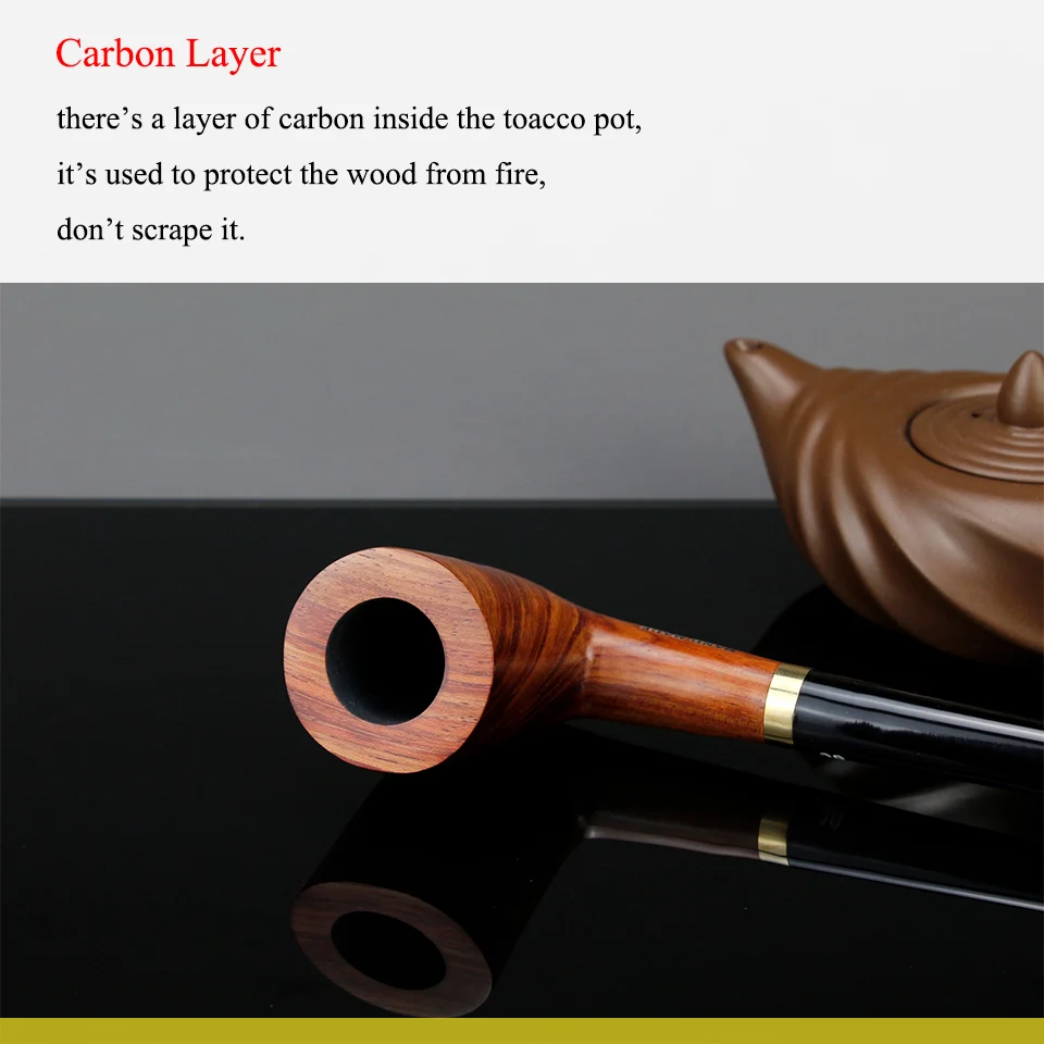 Straight Tobacco Pipe Rosewood Smoke Pipe 3mm