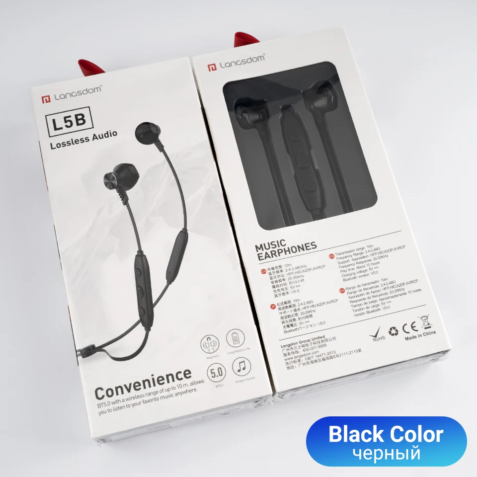 Black Langsdom L5B/L5Pro, Bluetooth наушники с микрофоном, беспроводные наушники, Bluetooth наушники, полувкладыши, спортивные, fone de ouvido, bluetooth - Цвет: Black