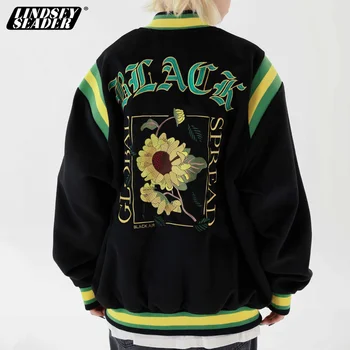 

2020 Men New Brand Jacket Baseball Embroidery Flower Buttons Casual Men's Coat Men Hoodies Bomber Jacket Fleece Sweatshirt