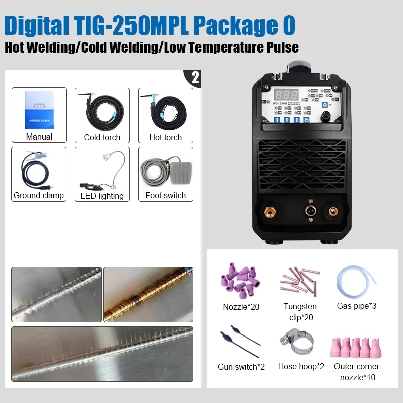 TIG-250MPL PACKAGE 0 ANDELI умный портативный однофазный инвертор постоянного тока Импульсная Tig сварка точечная Сварка Tig сварочный аппарат Интеллектуальный Tig сварочный аппарат - Цвет: TIG-250MPL PACKAGE 0