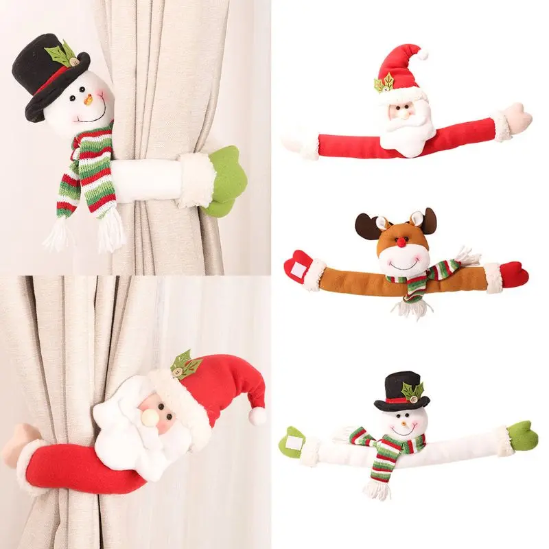 Рождественские украшения, милый Санта-Клаус, лось, снеговик, кукла, занавес, пряжка, зажим для галстука, задний держатель, для спальни, гостиной, вечерние принадлежности