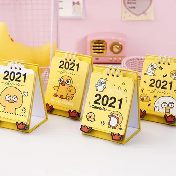 

2021 Little Yellow Duck Mini Desk Calendar Creative Portable Alien Special Calendars Daily Scheduler Table Planner