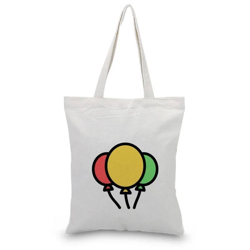 

Text DIY balloon pattern Foldable Handbag Canvas Tote Bag Shopping Bag Print Custom Print Logo Daily Use Eco Reusable Recycle