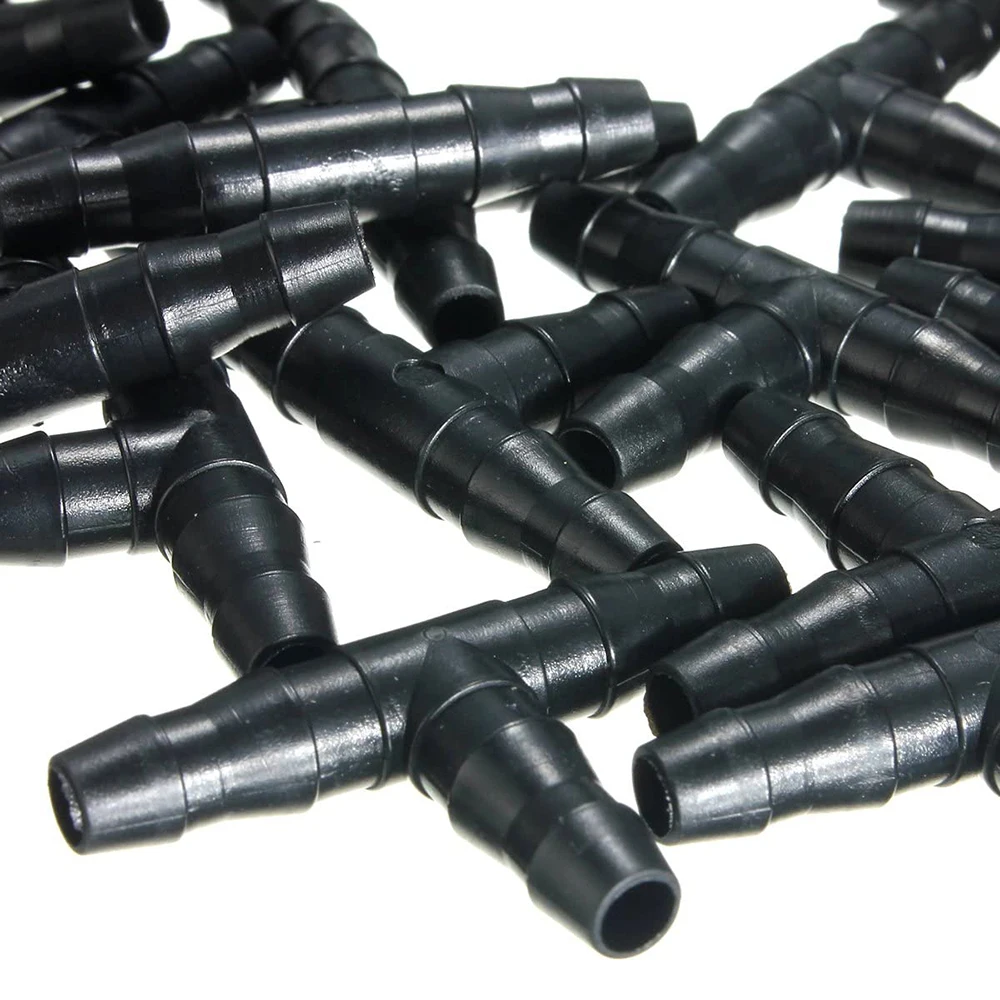 30 Pcs 1/4" Universal Barbed Tee Fittings Barbed Connectors Drip Irrigation for 4/7mm Water Tube Drip Irrigation Watering System