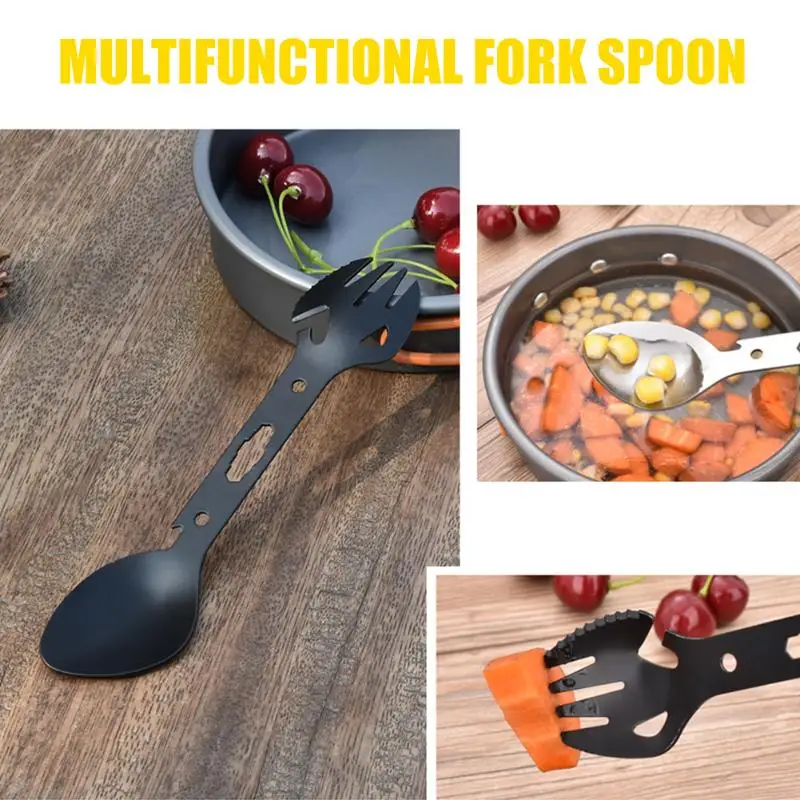 Многофункциональный из нержавеющей стали EDC Spork вилка ложка открывалка для бутылок нож ключ для пикника на открытом воздухе выживания кемпинга