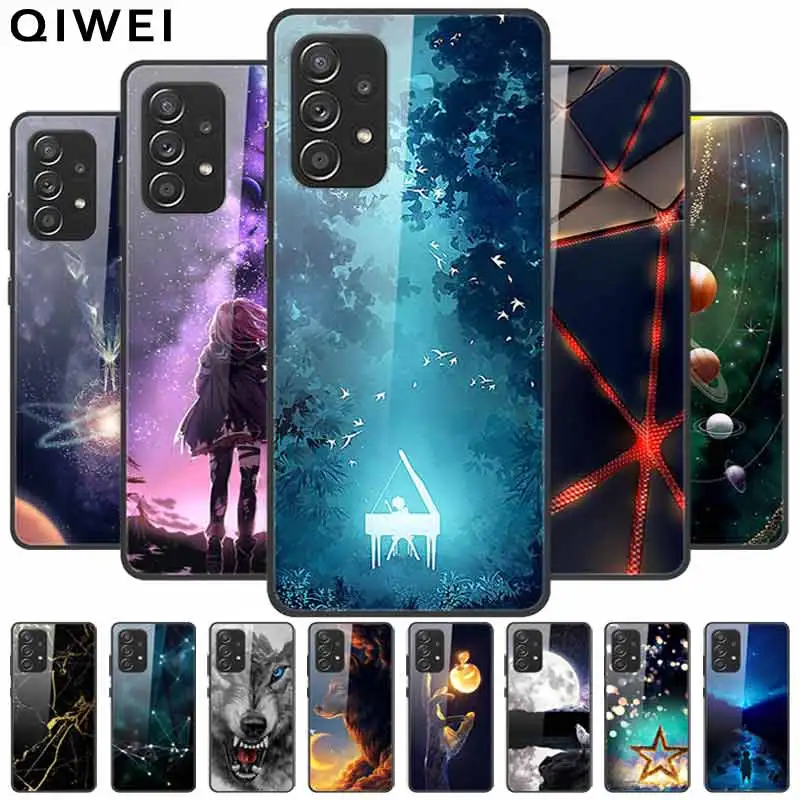 For Samsung A52 4G Case Tempered Glass Hard Back Cover For Samsung