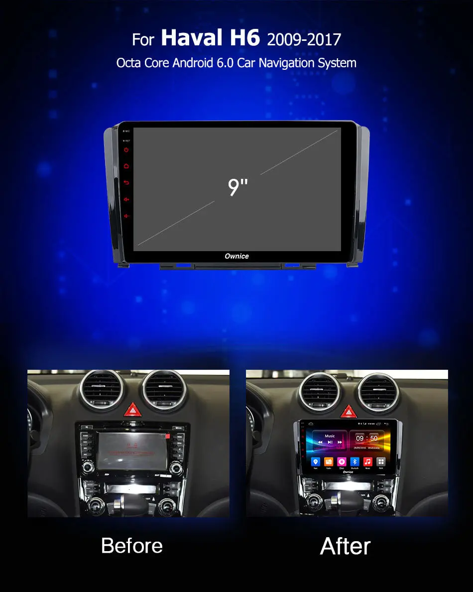 Perfect Ownice K1 K2 K3 Octa Core Car DVD Player Android 9.0 For Great Wall Hover Haval H6 2G RAM+32G Flash Radio GPS Navigation 4G LTE 9