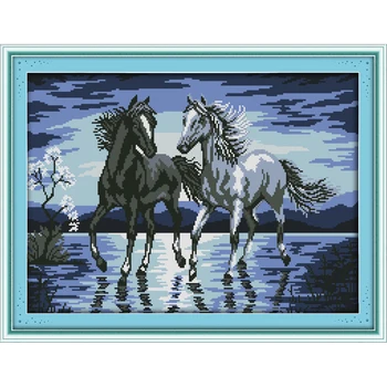 

Everlasting Love The Horses Travel Together Chinese Cross Stitch Kits Ecological Cotton Stamped 11C DIY New Decorations For Home