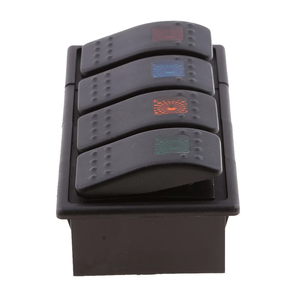4 шт 12V 20A Пластик Кулисный светодиодный индикатор переключателя для дорожного морских транспортных средств