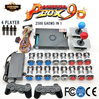 

4 Player Original Pandora Box 9D 2500 Copy SANWA Joystick,Chrome LED Push Button for DIY Arcade Machine Home Cabinet with Manual