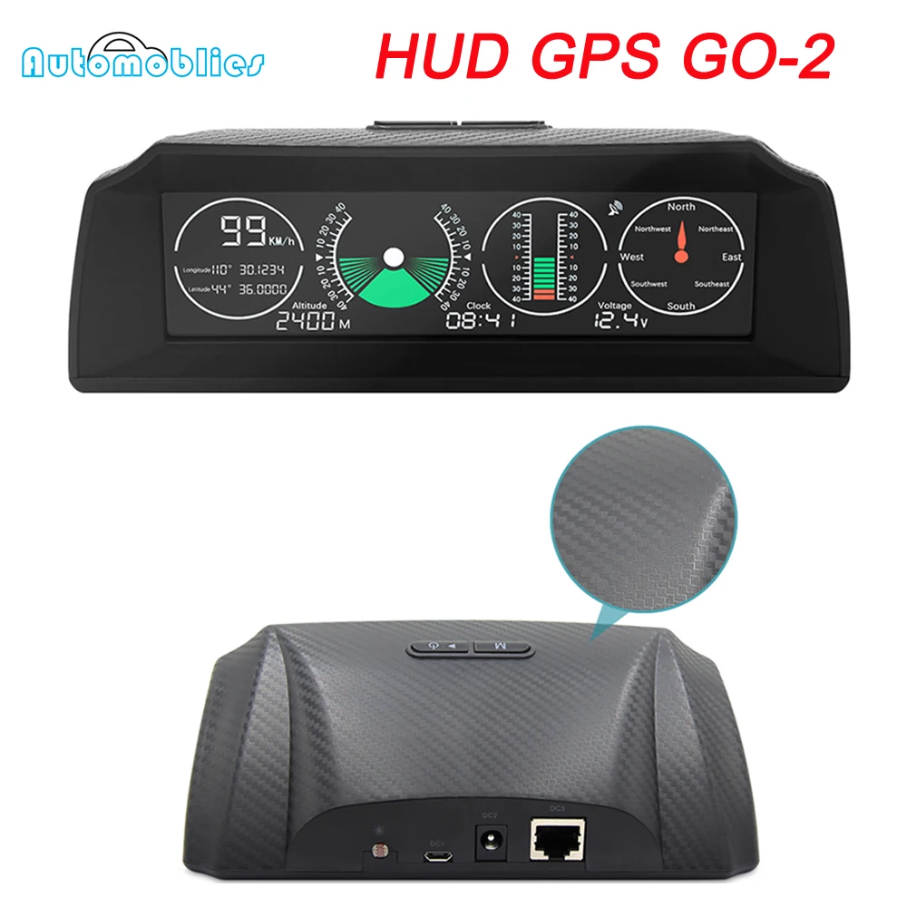 GO 2 GPS эскорт измеритель скорости наклона Инклинометр автомобильный HUD Дисплей OBD2