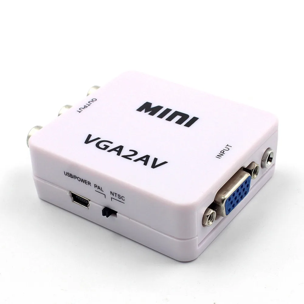 

Mini HD 2AV VGA Video Converter Convertor Box AV RCA CVBS to VGA Video Converter Conversor with 3.5mm Audio to PC HDTV Converter