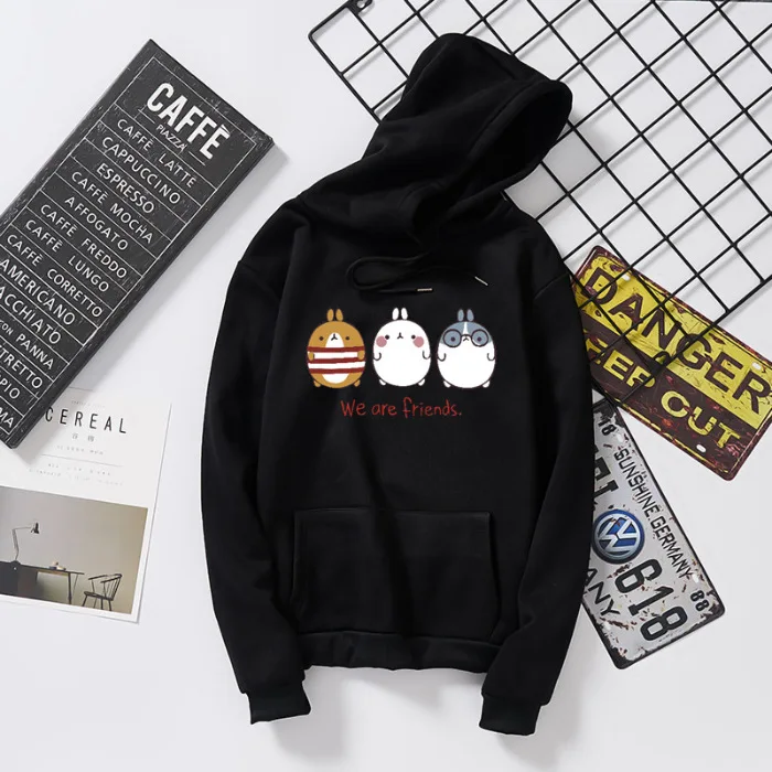 Зимняя толстовка с капюшоном в стиле Kpop We Are Friends, женские свитшоты, Harajuku Sudaderas, зимние свитшоты, Женская толстовка с капюшоном, одежда - Цвет: Черный