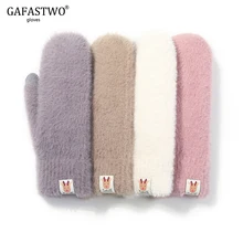 Рождественские Зимние Вязаные плюшевые женские перчатки Модные лосиные иконы перчатки с сенсорным экраном ветрозащитные плюс бархатные теплые не скатывающиеся женские