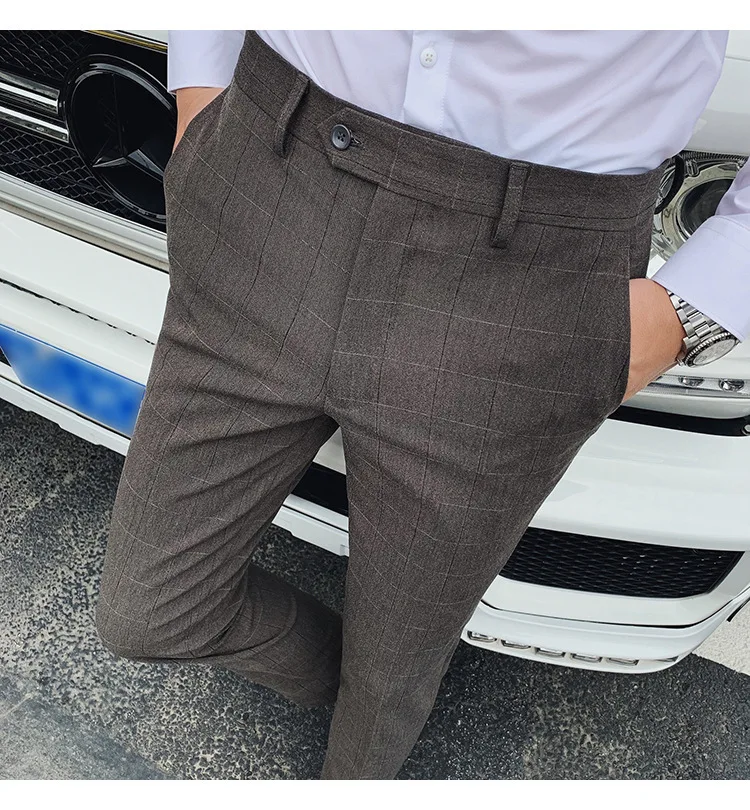 

Network Operators Hot Selling Men Autumn And Winter Korean-style Plaid Small Suit Pants Popular Brand Stovepipe Skinny Casual Lo