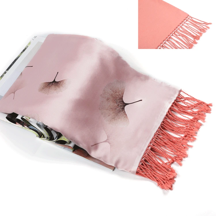 

Spring And Autumn Mulberry Silk Double-Sided Woven Nap Shawl Tassels Fashion Gift Good Products Silk Scarf Real Silk Scarf