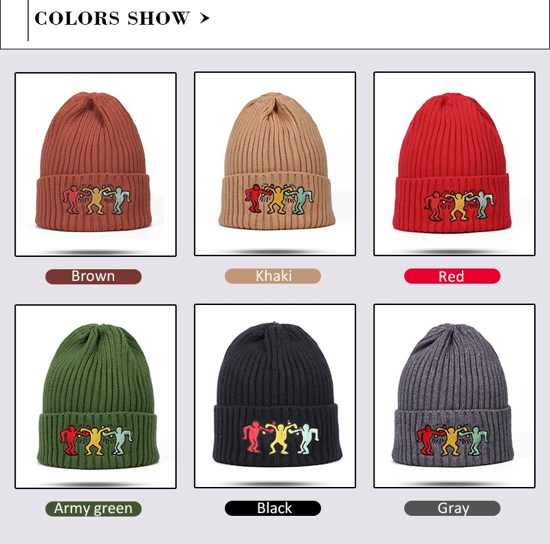 Skullies Beanies унисекс Зимняя Шапка-бини с вышивкой Мультяшные миниатюрные шапки для мужчин и женщин Спортивная Кепка Толстая вязаная шапка женская шапка Homme мужская прочная чашка