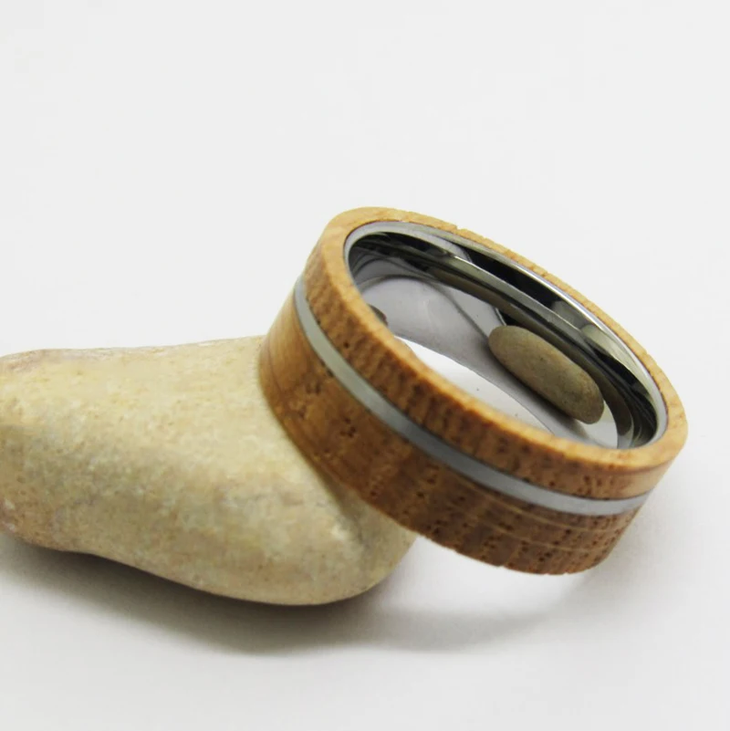 Classic Wedding Party Ring Shiny Silver Color Tungsten With Wood Ring Women Wedding Classic Jewelry  Engagement Party RING