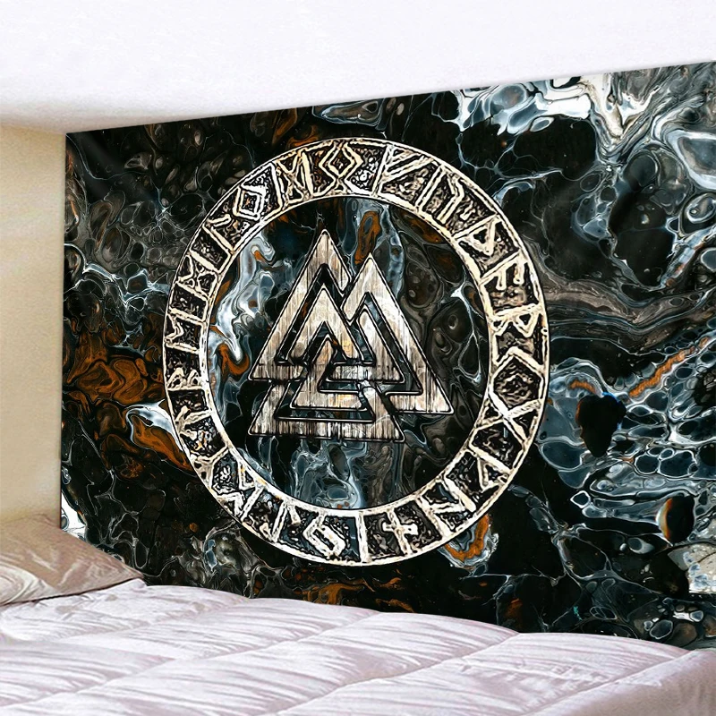 Tapestry decor Ximant Viking blood eagle tapestry mysterious Viking meditation psychedelic Rune art hanging tapestry home decoration yoga mat