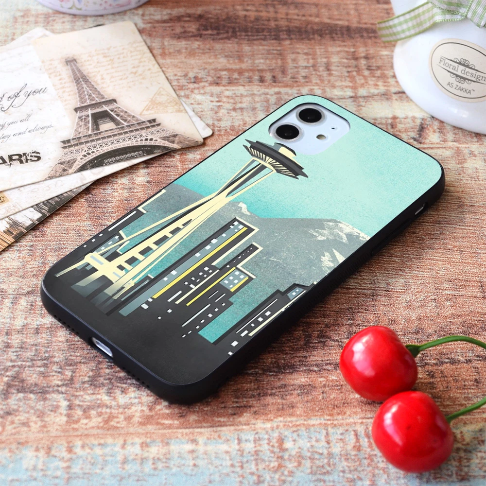 For iPhone Seattle Space Needle Soft TPU Border Apple iPhone Case iphone 6 case