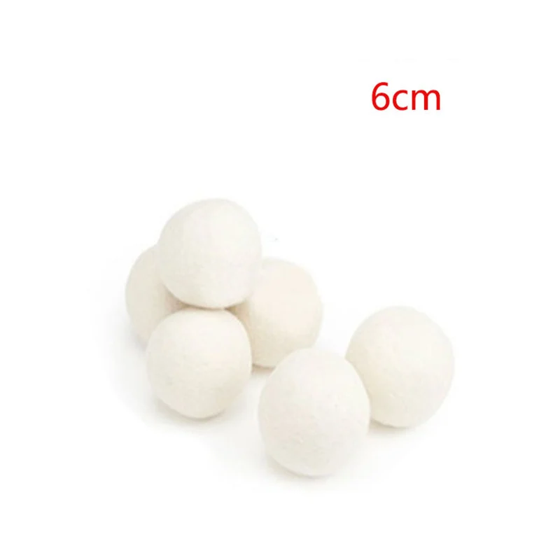 6PCS/Set White Natural Organic Laundry Fabric Softener Ball Laundry Clean Ball Premium Organic Wool Dryer Balls Reusable