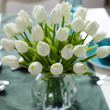 10 sztuk tulipan sztuczny kwiat prawdziwy dotyk sztuczny bukiet sztuczny kwiat na dekoracje ślubne w kształcie kwiatów wystrój domu Garen tanie i dobre opinie CN (pochodzenie) Sztuczne kwiaty Bukiet kwiatów Ślub