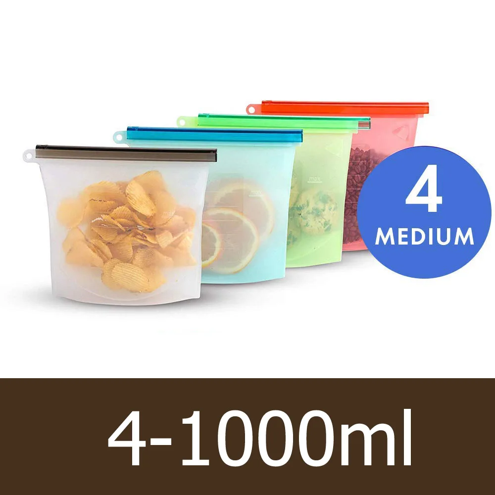 Многоразовые силиконовые Еда сумка для хранения 1000 мл 1500 мл герметичное уплотнение Еда силиконовые Ziplock мешки для хранения Контейнер для морозильной камеры свежий сумки