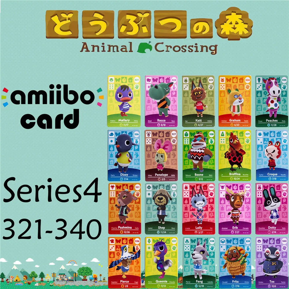 

Animal Crossing Genuine data New Horizons Game Amiibo Card For NS Switch 3DS Game Set NFC Cards Series4 321-340 Matte material