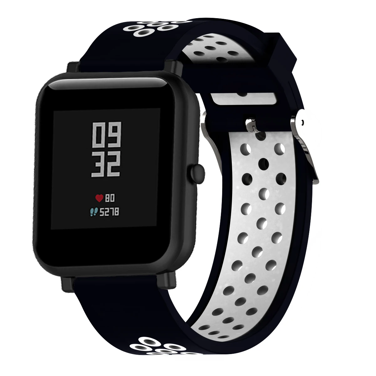 Спортивный силиконовый ремешок для Xiaomi Huami Amazfit Bip BIT PACE Lite, Молодежные умные часы с пряжкой, браслет 20 мм, сменный ремешок - Цвет: Black white