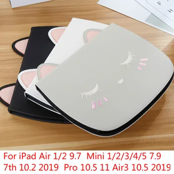 

Cute Cat Cover for iPad 7th 10.2 2019 Air 1/2 9.7 Mini 1/2/3/4/5 7.9 Pro 10.5 11 PU Smart Tablet Case for Air 10.5 2019 Funda