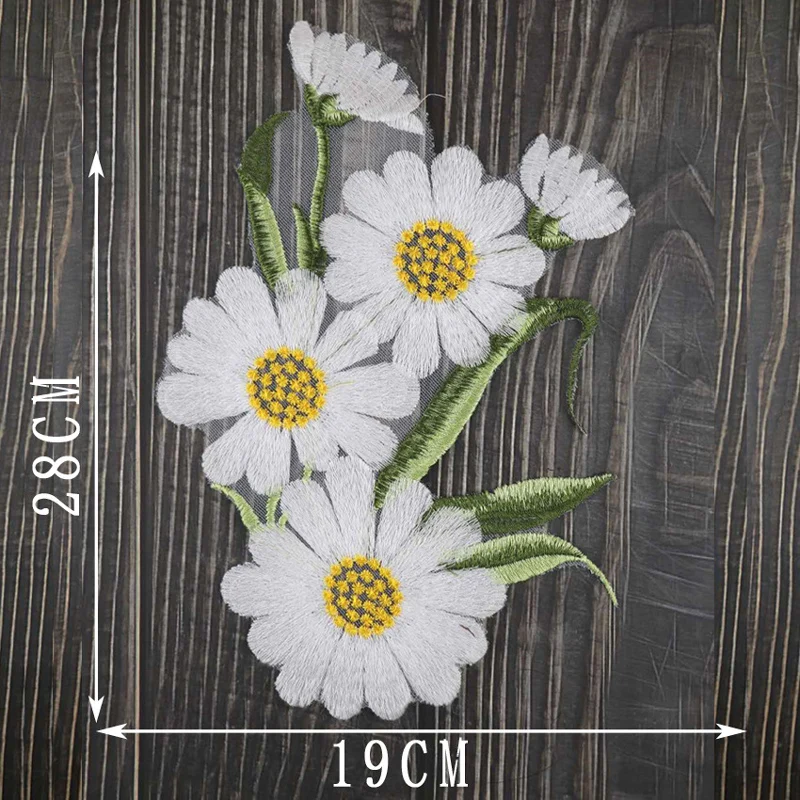 Sunflower Embroidery Patches 1 Set for Clothing Clothes Sticker Stripe Sew-on Dress Applique DIY Hole Repair