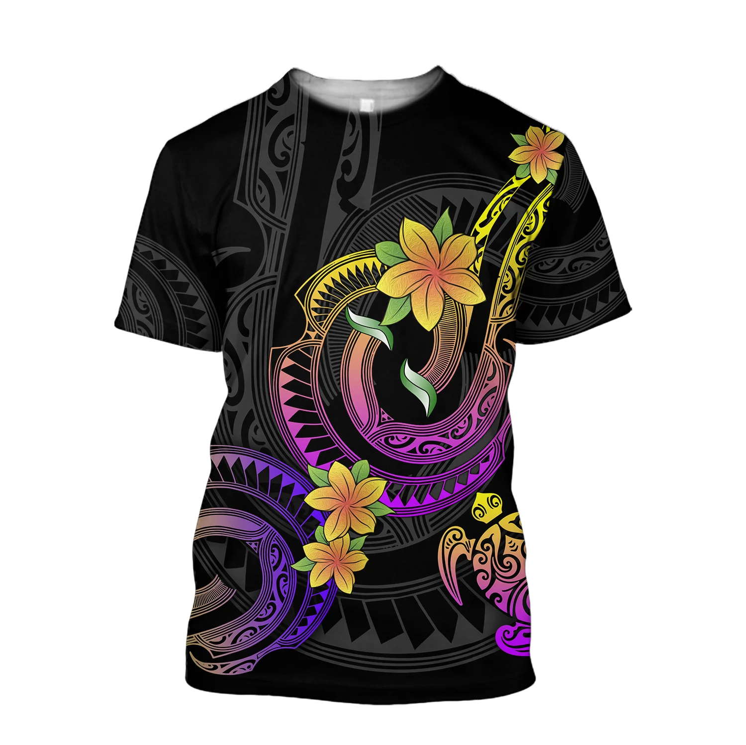 Polynesian Schildkröte Tattoo & Blumen 3D Gedruckt Männer t shirt Sommer Harajuku Casual kurzarm T shirts Unisex tops TX-21 – Detail 8