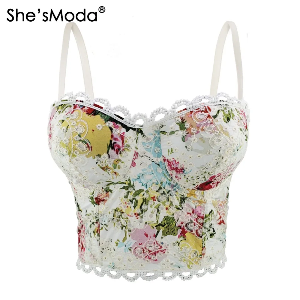 china wholesale floral lace bustier crop top (1)