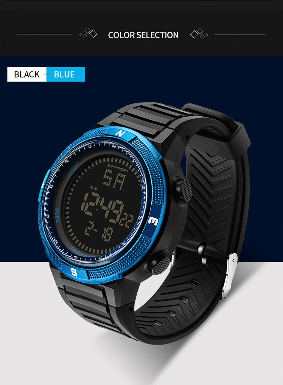 SANDA Sport Horloge Mannen Водонепроницаемый светодиодный Digitale horlogs Heren Militaire Horloge Топ Merk люкс резина Klok Relogio Masculino