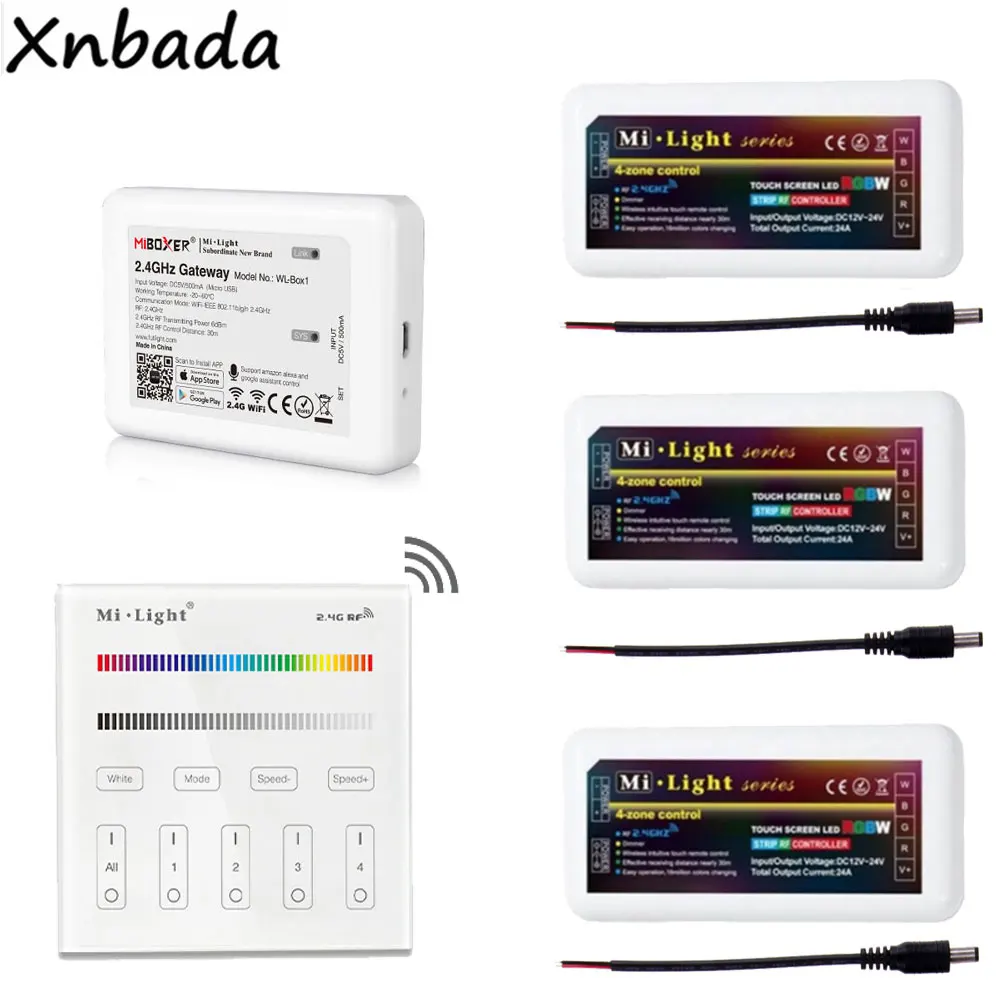 Milight B3 4-Зона Панель дистанционного WL-Box1 контроллер 2,4G FUT038 RGB/RGBW Led контроллер для RGB RGBWW светодиодные полосы DC12-24V