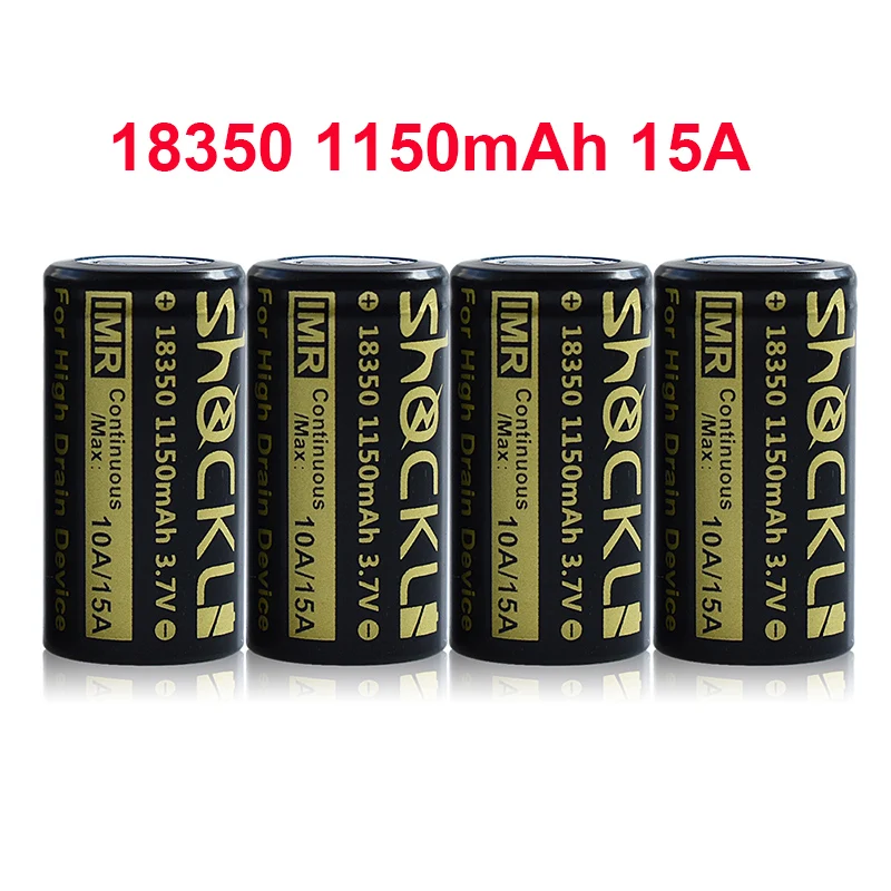 Shockli IMR18350 1150mAh литиевая батарея 3,7 V перезаряжаемая батарея непрерывная 10А электронная сигарета E-CIG батарея 18350