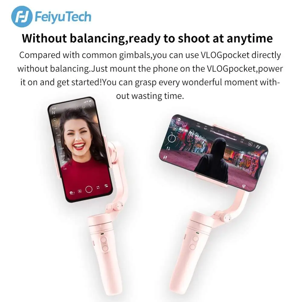  FeiyuTech Vlog PocketVimble 23-Axis Foldable Smartphone Gimbal Stabilizer for iPhone Xs Max Xr X 8 