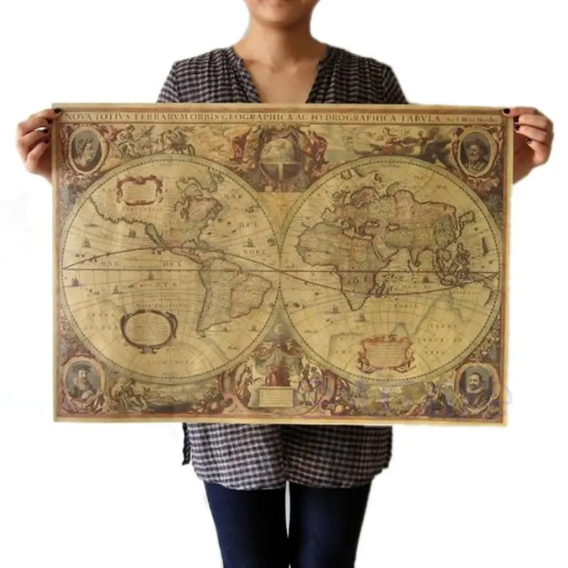71x50 см Ретро винтажный Старый глобус Карта мира матовая коричневая бумага плакат домашний декор AXYF