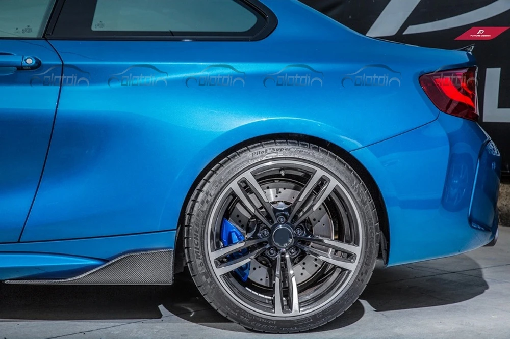 Углеродное волокно P Стиль боковая юбка разветвитель фартук створки крылышки для BMW F87 M2 База купе 2-двери- 2 шт. OLOTDI автомобильный Стайлинг