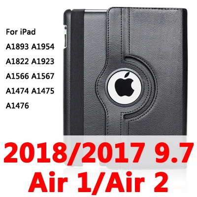 360 Вращающийся чехол для Apple iPad 2/3/4 Air 1/2 A1430 A1458 A1460 iPad2 iPad3 iPad4 Air1 Air2 планшетный чехол для i Pad 9,7 - Цвет: Air12 2017-18-black