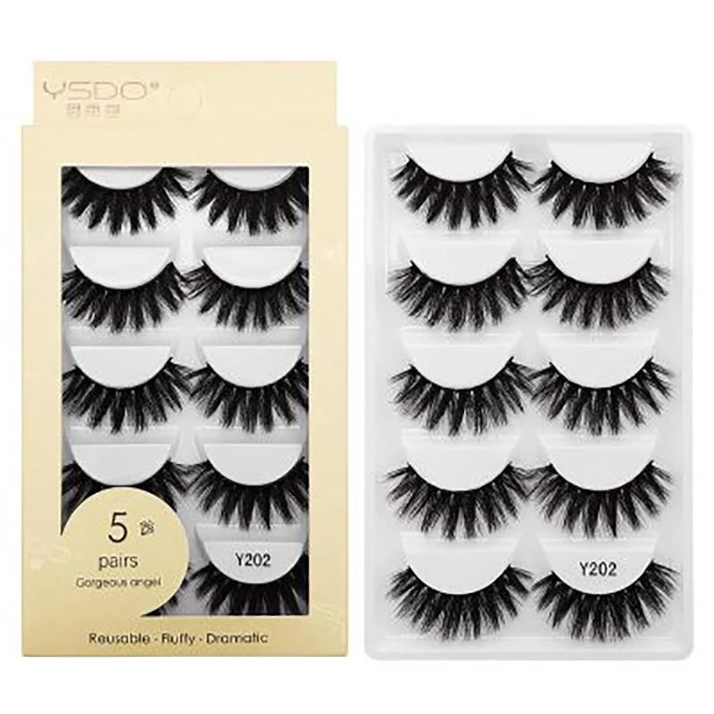 New product three-dimensional 3d imitation mink hair eyelashes natural thick false 5 pairs set | Красота и здоровье