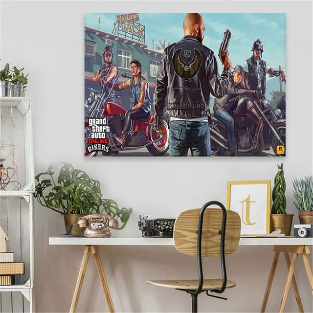 Quadro decorativo GTA V - Jogos - Tela em Tecido