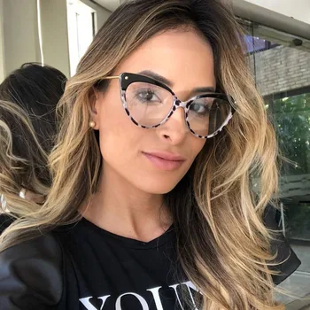 

COOLSIR Cat Eye Glasses Frames Women Trending Rivet Styles Optical Fashion Computer Glasses