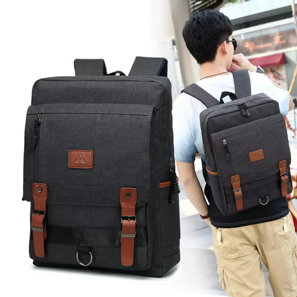 

Backpack 15 inch Laptop Bag Linen Backpack Men's Business Korean Student Bag