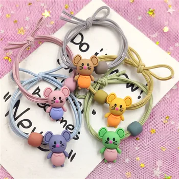 

5PCS Diff Color Lovely Cartoon Mouse Elastic Hair Bands For Girls Handmade Creative Scrunchy Kids Hair Accessories For Women