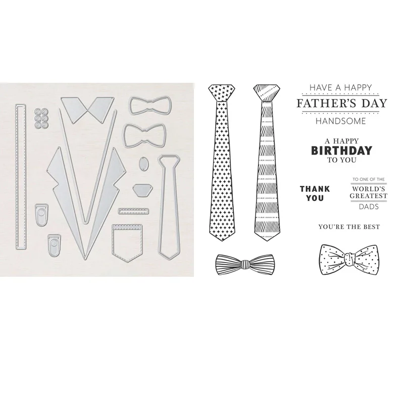 Generosamente adecuado sello y coordinación muere corbata Día del Padre claro sello tarjeta para hacer bricolaje álbum de recortes papel manualidades