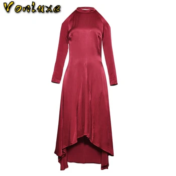 

2020 Spring Autumn Women Vintage Ruffle Long Sleeve Runway Designer Fashion Dresses Empire A-line Pleated Hem Dress Female