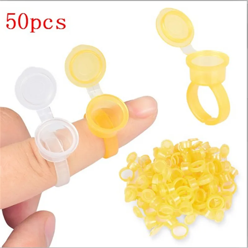 

50pcs/lot Clamshell Ring Cup Tattoo Pigment Holder Tattoo Ink Equipment Permanent Makeup Cap Microblading Tools New
