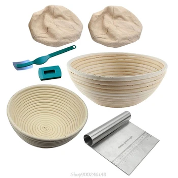 

6Pcs Bread Banneton Proofing Basket Baking Bowl Dough With Bread Lame Liner and Scraper Tool for Bakers Proving Baskets O09 20