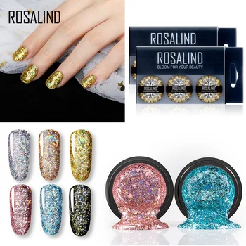 

ROSALIND Diamond Gel Polish Set Platinum Varnish Hybrid Stamp Acrylic Nail Kit All For Manicure Paint Gel Nail Polish 6PCS/Set